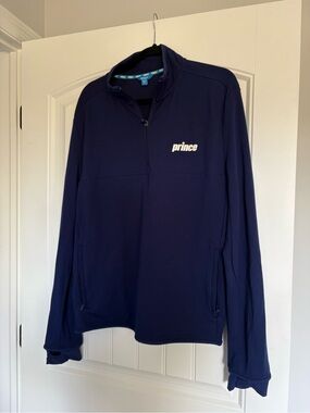 Prince Pickleball Men's Ponte 1/4 Zip Pullover in navy blue large